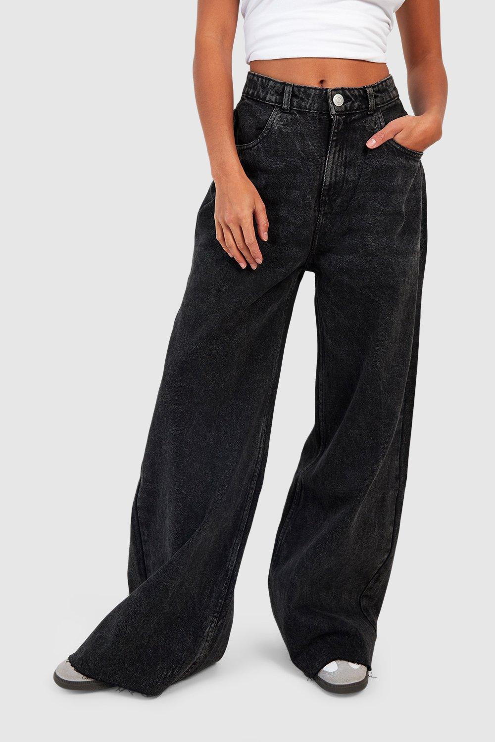 Raw hem store wide leg jeans